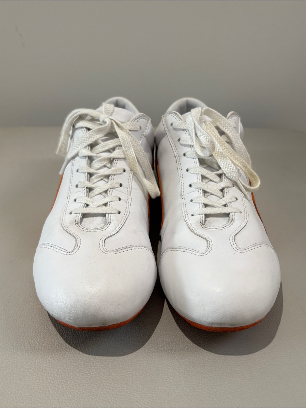 Jil Sander Puma Limited Collab Size 12 White and Orange Low Sneakers Leather EUC - Picture 2 of 5